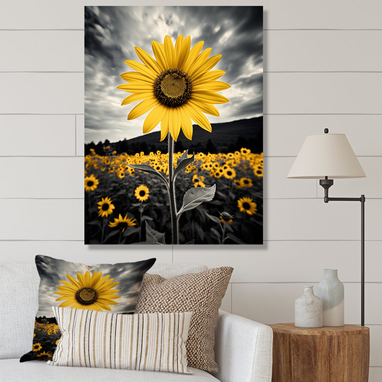 Averyanna Yellow Brown Sunflower Field Emergent Sunflower II On Canvas Print